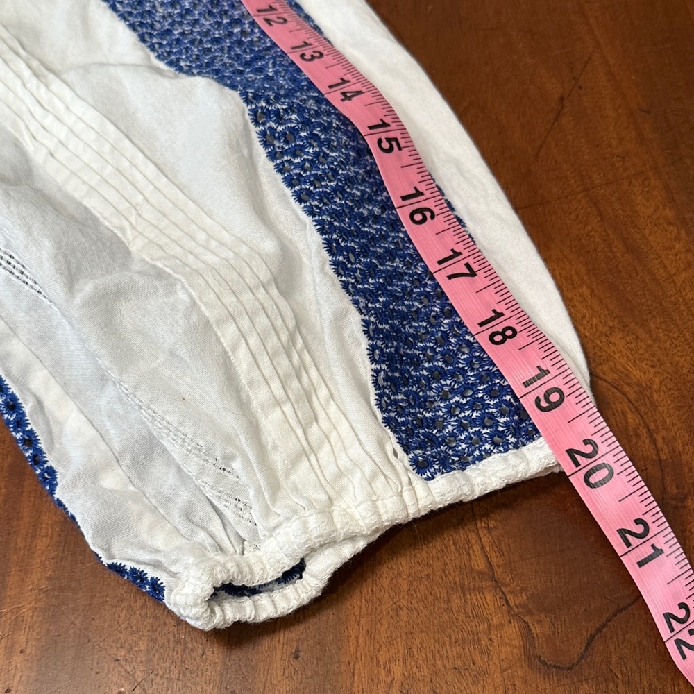 Soft Surroundings White and Navy Blouse - Picture 10 of 11